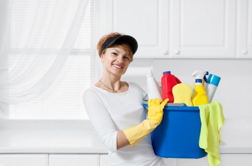 Local cleaning team maintaining shared stairwell in Maidavale