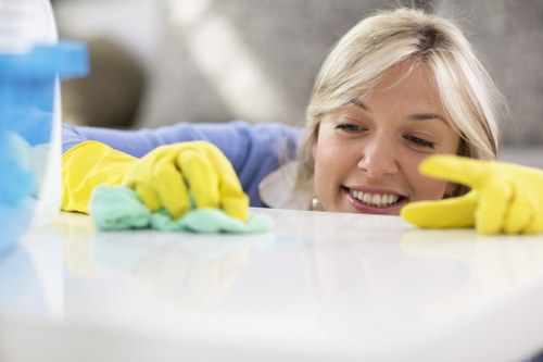 Professional cleaning of desks, floors, and communal office areas in Maidavale